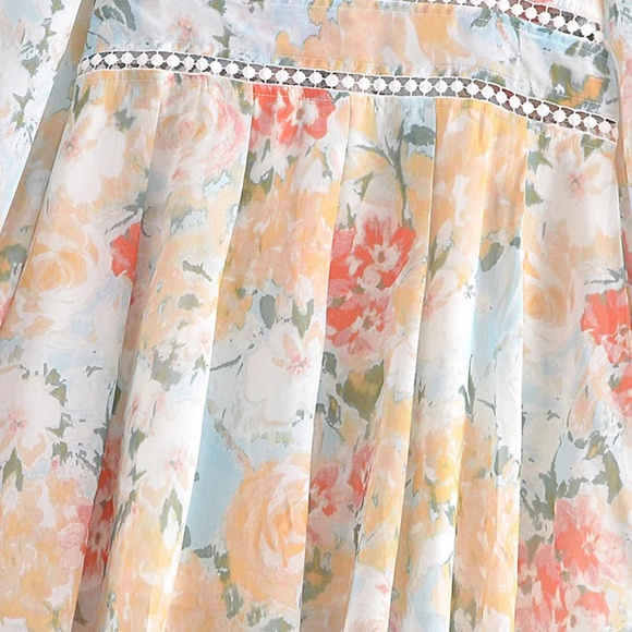 Floral Boho V-Neck Short Sleeve Mini Dress main image 1